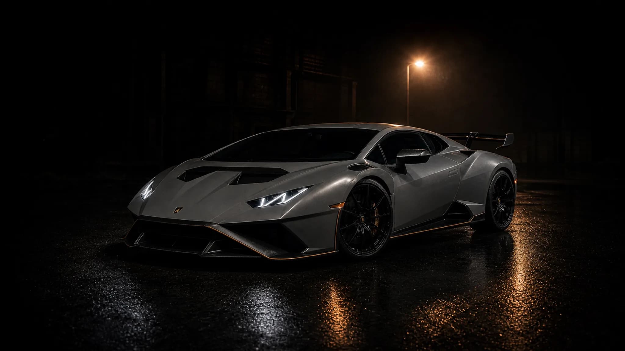 Lamborghini Huracán STO at night — Stage 4 Tuning ECU & TCU calibration